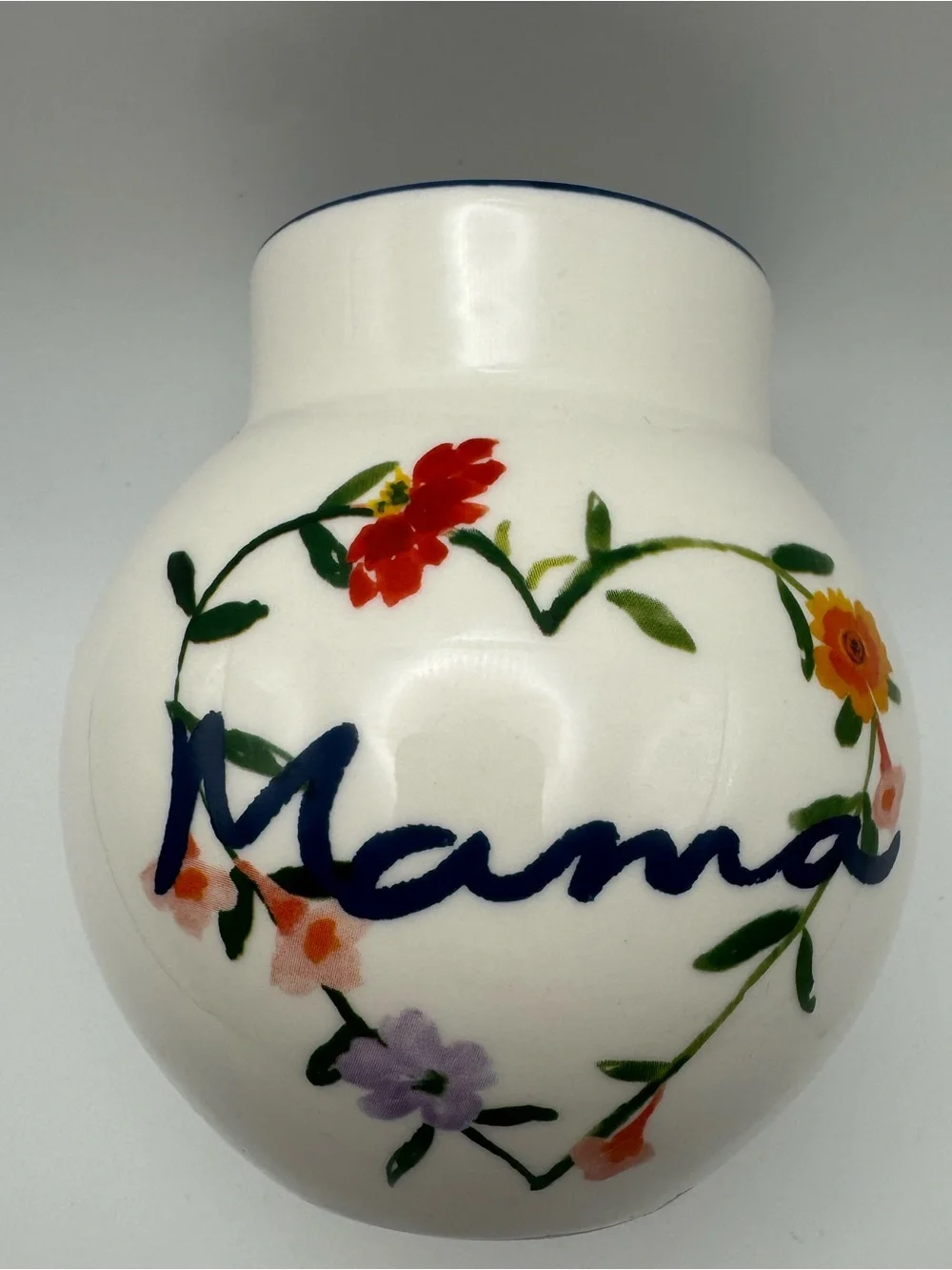 Anthropologie Mama Floral Heart Stoneware Bud Vase Mother’s Day